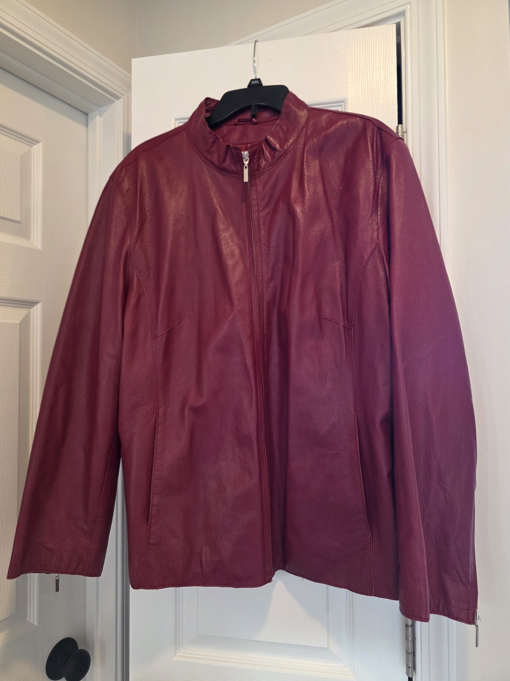 Wilsons Leather Women's Wine Red Zip-Front Leather Jacket